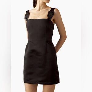 NWT Cynthia Rowley GiGi black satin crystal buckle strap minindress sz 10 $395